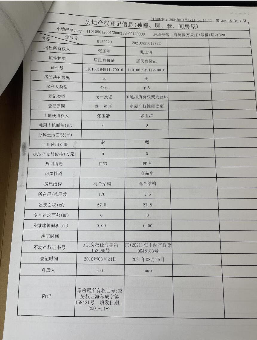 万泉庄7号楼1层2门201房产